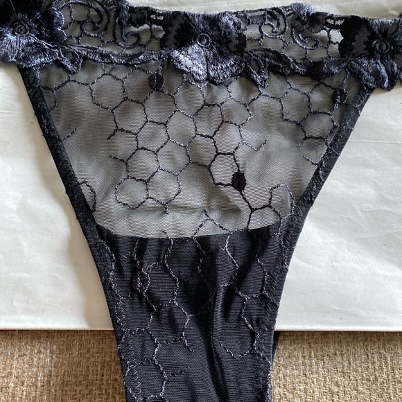 La Perla Other - MALIZIA LA PERLA black grey flower honeycomb bee tanga thing 12